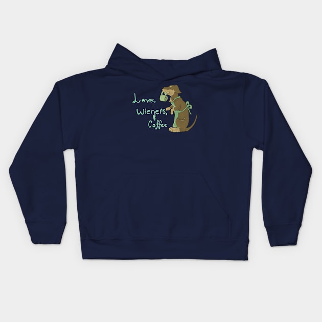 Dogs love and coffee Kids Hoodie by TheNeutralDragon